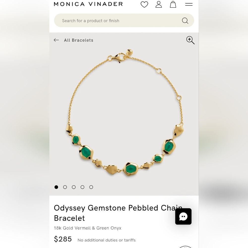 Monica Vinader Gold Bracelet with Emerald Tones